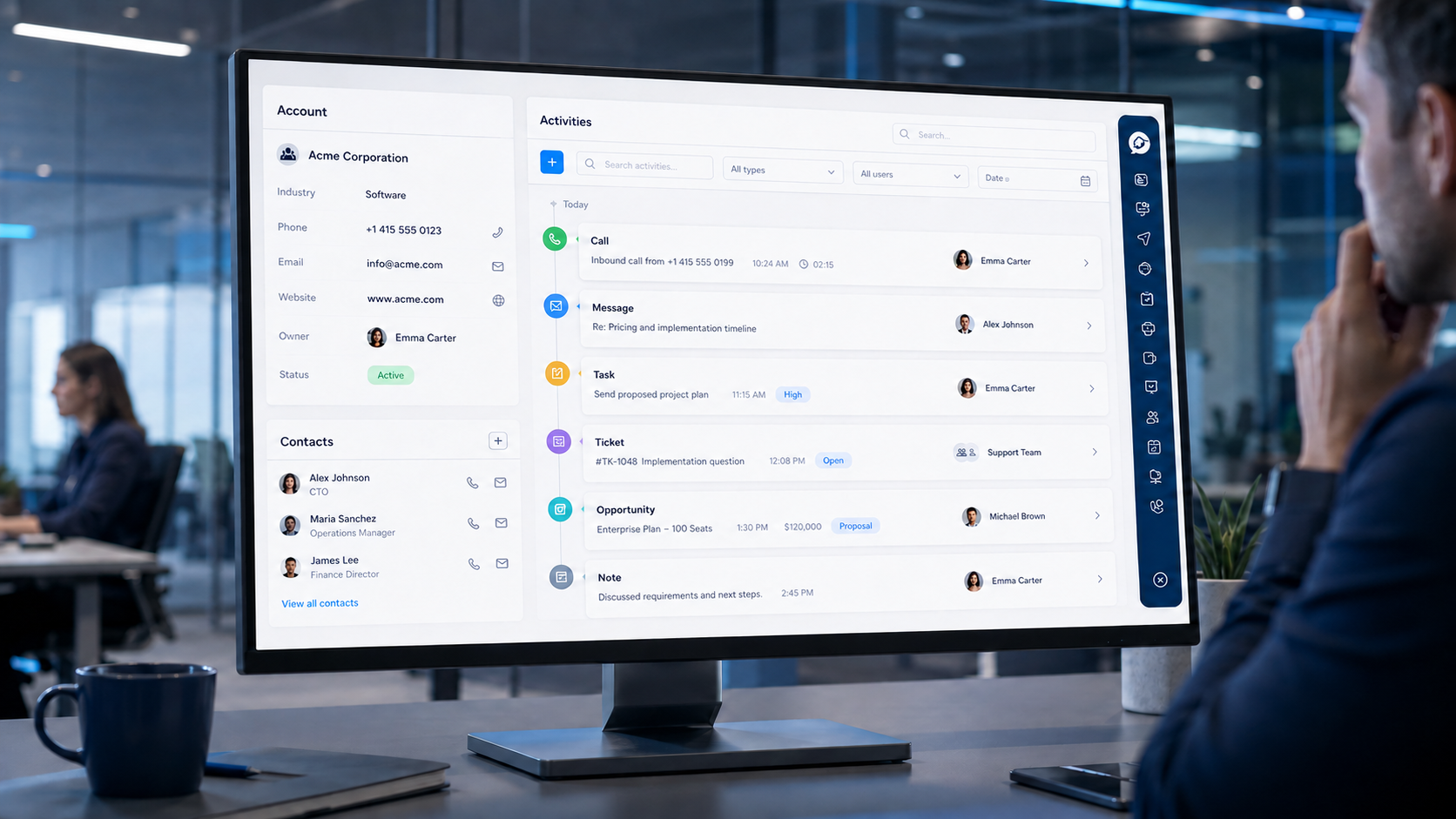 LocalDigit dashboard with customer contacts, conversations, recent activity, and pipeline data